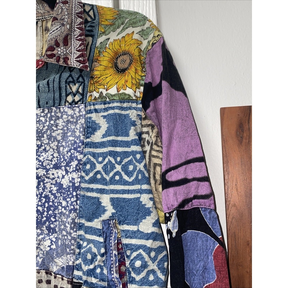 Sacred Threads Patchwork Cotton Jacket Boho Artto Wear M/L Made in India  Artsy - Picture 5 of 11